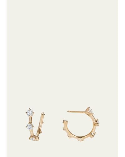 Fernando Jorge Sequence Small Hoop Earrings In 18k Gold With Diamonds - Natural