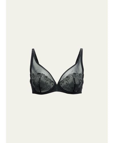 Simone Perele Delice Two-part Full-cup Sheer Plunge Bra - Black
