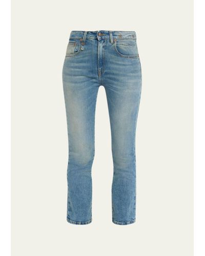 R13 Kick Fit Straight Cropped Jeans - Blue