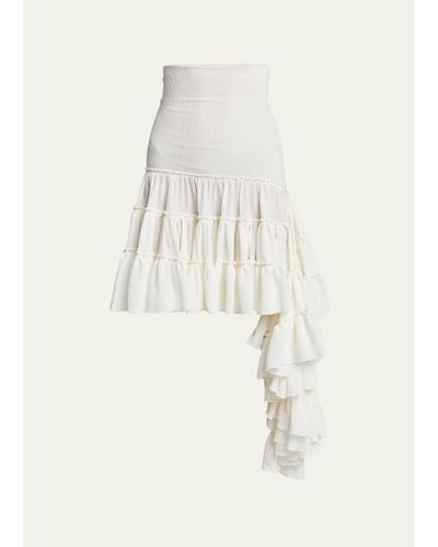 Loewe Ruffled Aysmetric Hem Mini Skirt - Natural