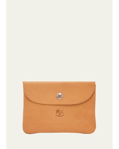Il Bisonte Leather Envelope Card Case - Orange