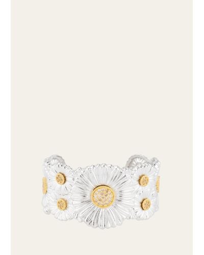 Buccellati Silver And 18k Gold Daisy Blossoms Bracelet With Diamonds - Natural