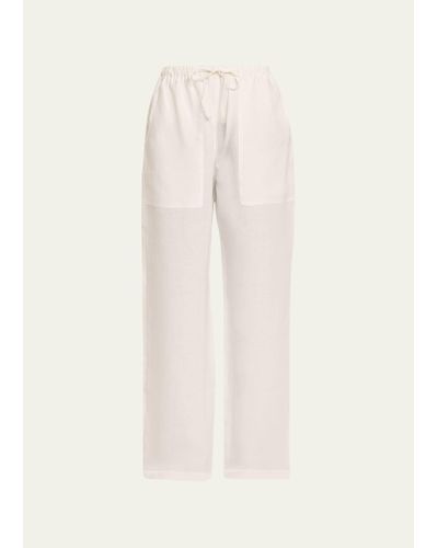 Eskandar Patch-pocket Straight-leg Drawstring Pants - Natural