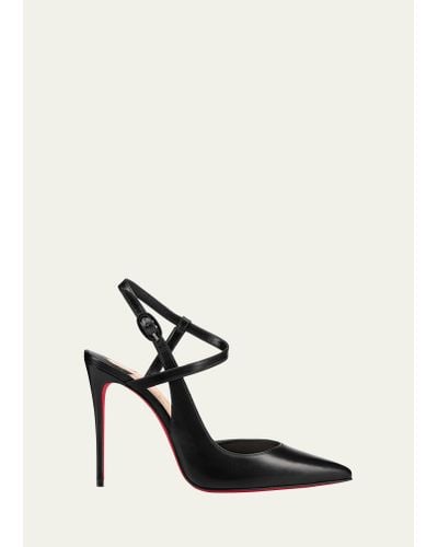 Christian Louboutin Jenlove Calfskin Red Sole Ankle-strap High-heel Pumps - White
