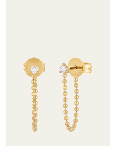 EF Collection 14k Yellow Gold Ball Chain Earrings With Diamonds - Metallic