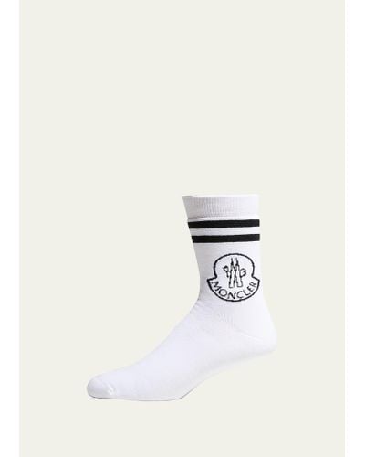 Moncler Striped Logo Socks - White