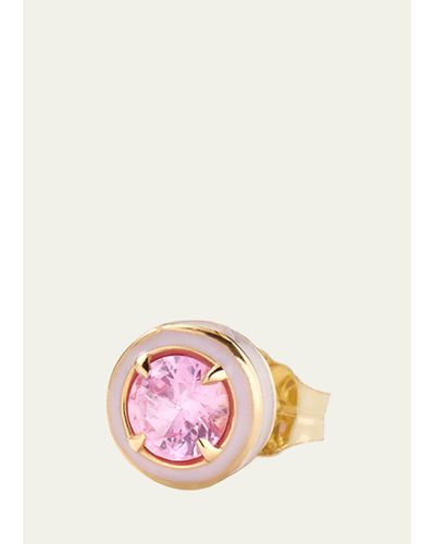 Alison Lou 14k Yellow Gold Mini Round Cocktail Stud Earring - Pink