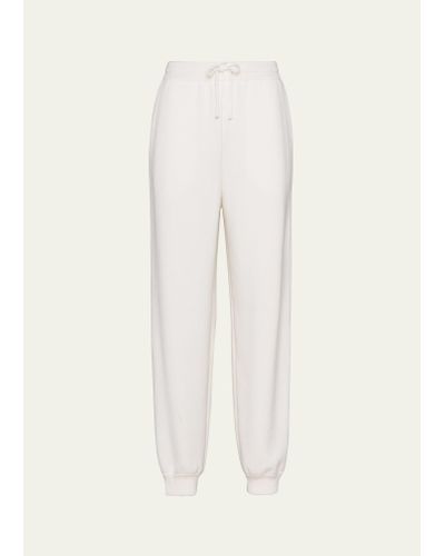 Prada Cashmere Jogger Pants With Logo Detail - White