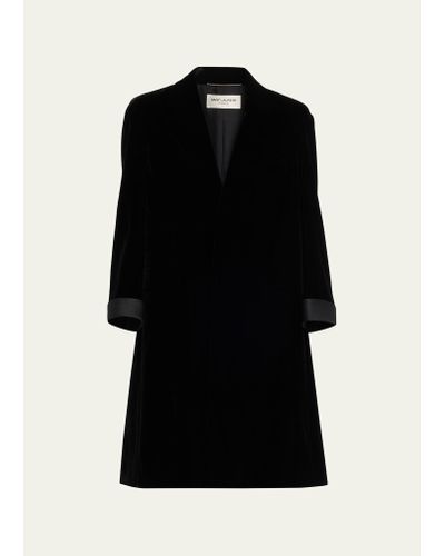 Saint Laurent Oversized Satin-trim Velvet Coat - Black
