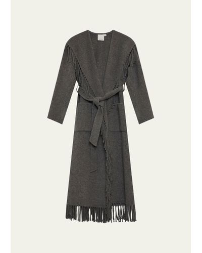 Jonathan Simkhai Carrie Fringed Wool-blend Robe Coat - Black