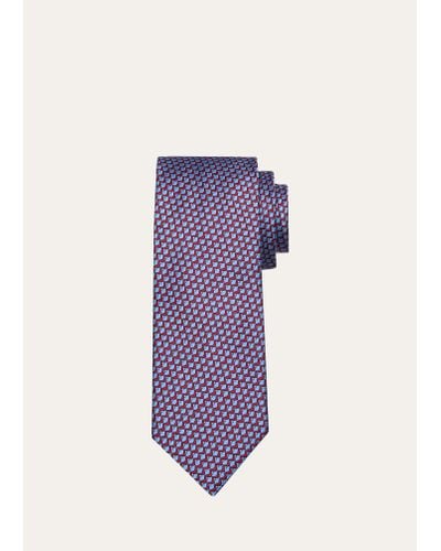 Charvet Silk Scalloped Woven Tie - Purple