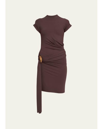 Ferragamo Jersey Wrap Dress With Buckle Detail - Purple