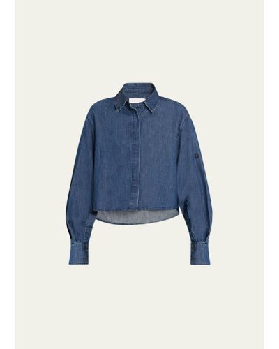 Jonathan Simkhai Renata Cropped Button-front Cotton Chambray Shirt - Blue