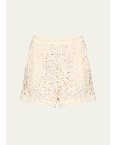 PATBO Cotton Crochet High-waist Shorts - Natural