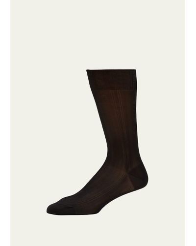 Bresciani Formal Silk Crew Socks - Black
