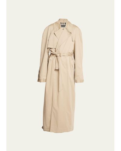Balenciaga Deconstructed Trench Coat With Tie Belt - Natural