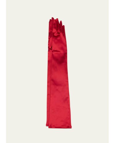 Dolce & Gabbana Sfilata Long Red Satin Gloves
