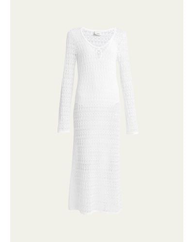 Isabel Marant Poros Scoop-neck Long-sleeve Crochet Knit Maxi Dress - White