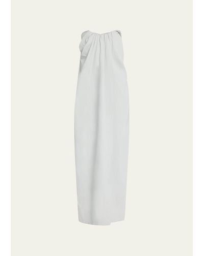 Co. Tucked Strapless Linen Maxi Dress - White