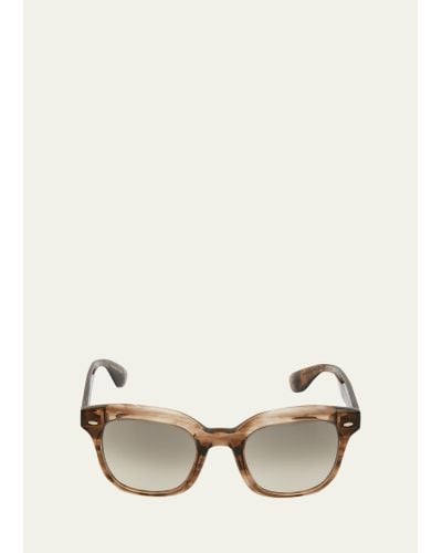 Brunello Cucinelli & Oliver Peoples Filu Oval Acetate Sunglasses - Natural