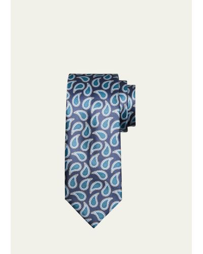 Brioni Silk Paisley-print Tie - Blue