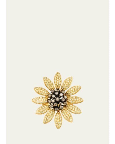 Mio Harutaka Sapphire And Diamond Sunflower Ring - Metallic