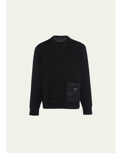 Prada Felpa Sweatshirt With Re-nylon Pocket - Black