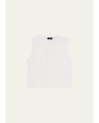 Theory Cropped Button-front Shell Top - Natural