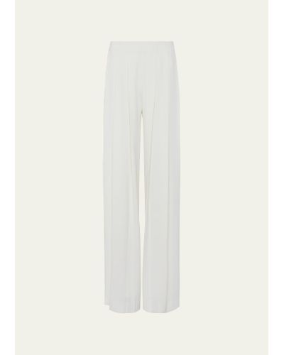 L'Agence Nova Mid-rise Wide-leg Pleated Pants - White