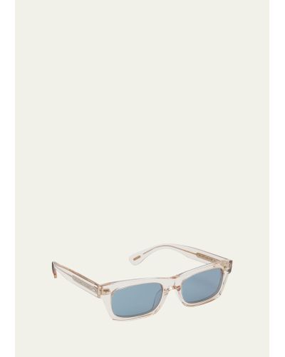 Oliver Peoples Semi-transparent Acetate & Crystal Rectangle Sunglasses - Natural