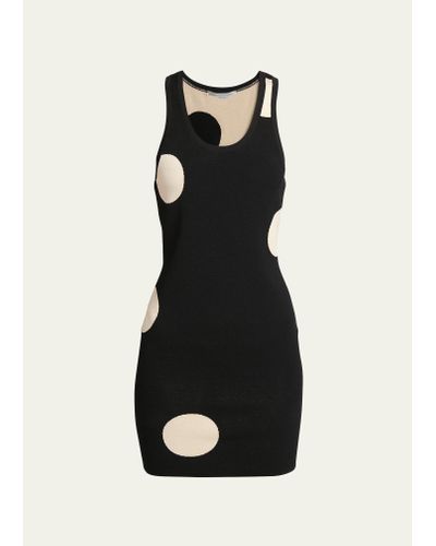 Stella McCartney Polka Dot Knit Body-con Mini Dress - Black
