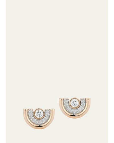WALTERS FAITH Thoby 18k Rose Gold Diamond Tubular Stud Earrings - Natural