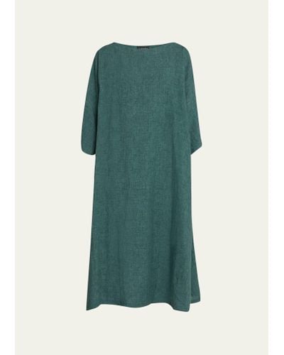 Eskandar Angle-to-front Side Seam Scoop Neck T-shirt Dress - Green