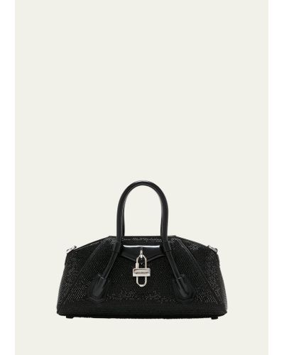Givenchy Antigona Stretch Mini Top Handle In Satin Strass - Black