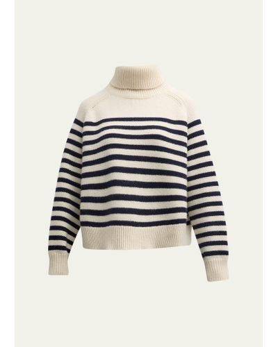 Nili Lotan Gideon Stripe Wool Cashmere Turtleneck Sweater - Black
