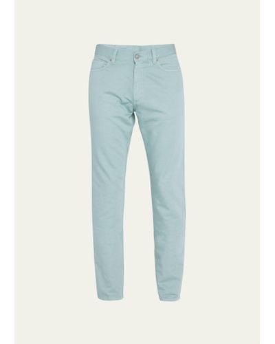 Zegna Sky Cotton-linen 5-pocket Pants - Blue