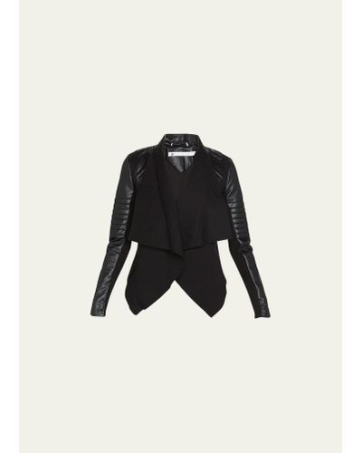 BLANC NOIR Drape-front Quilted Faux-leather Jacket - Black