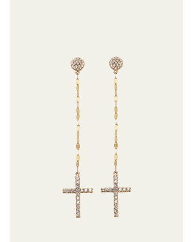 Lana Jewelry Flawlesss Linear Cross Earrings With Diamonds - Natural