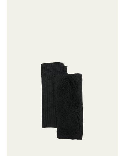 Army by Yves Salomon Cashmere Wool Knit Fingerless Gloves - Black