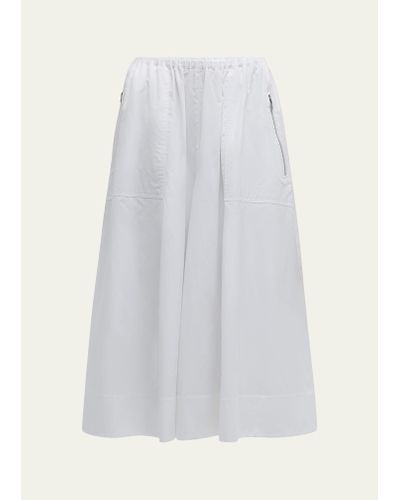 Vince Gathered Utility Zip-pocket Cotton Midi Skirt - White