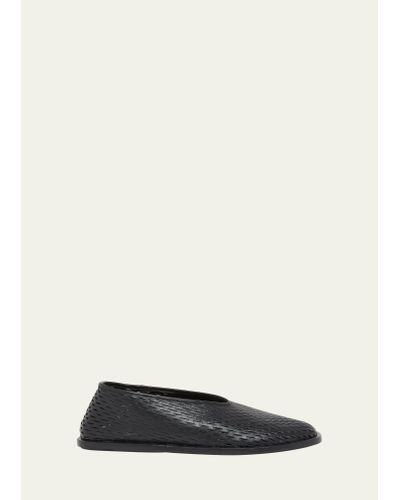 Proenza Schouler Perforated Leather Square-toe Ballerina Flats - Black