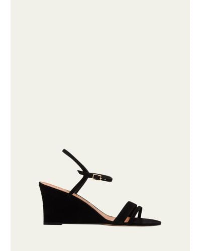Emme Parsons Suede And Leather Wedge Sandals - Natural
