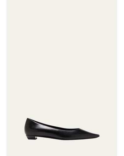 The Row Claudette Leather Ballerina Flats - White