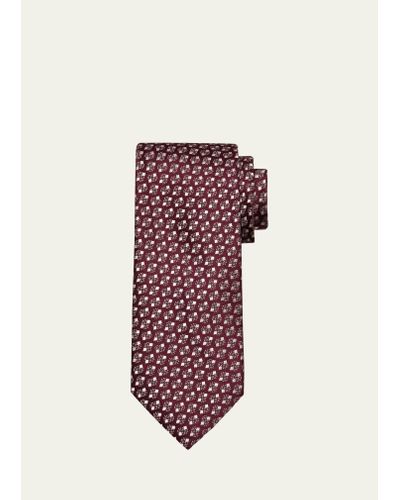 Charvet Micro-geometric Silk Tie - Red