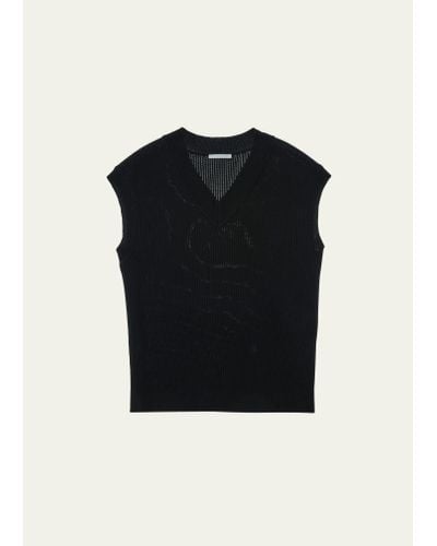 Helmut Lang Mark V-neck Knit Vest - Black