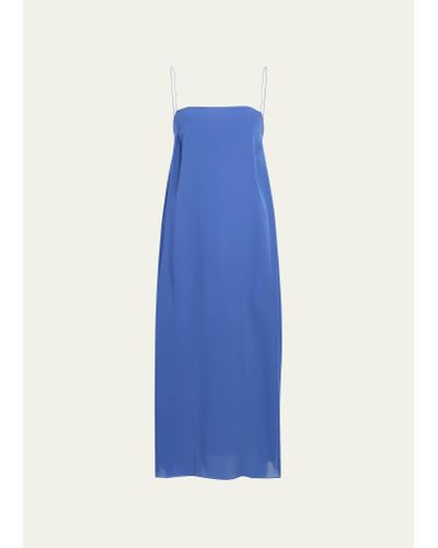 Khaite Sicily Slit-hem Sleeveless Silk Midi Dress - Blue