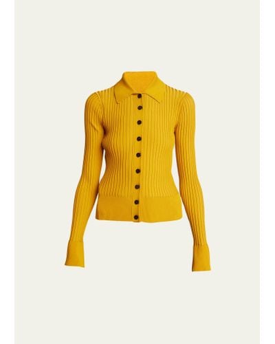 Proenza Schouler Carla Rib Collared Sweater - Yellow