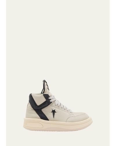 Rick Owens X Converse Turbowpn Leather High-top Sneakers - Natural
