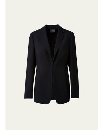 Akris Odette Long Wool Blazer Jacket - Black