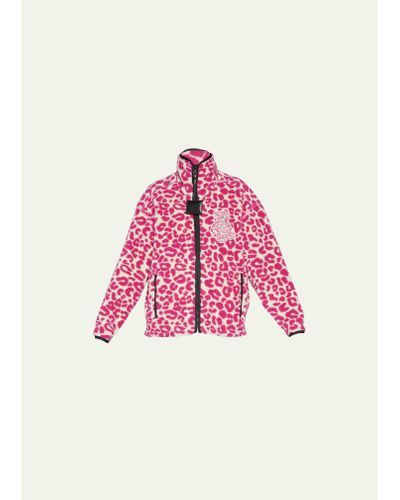Moncler Genius X Jw Anderson Cheetah-print Cardigan With Logo Detail - Pink